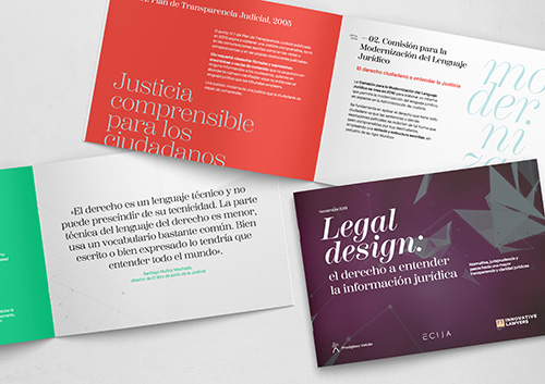 Varios números impresos del informe Legal Design. El derecho a entender la información jurídica. 